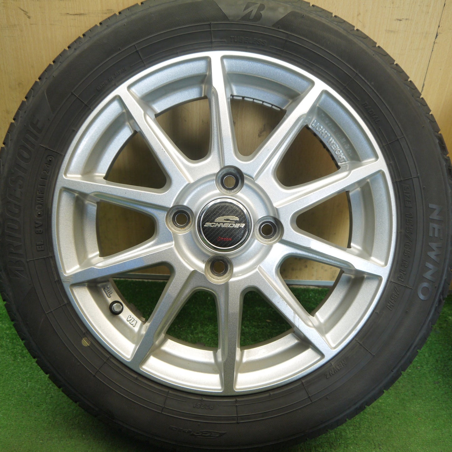 4本価格！24年◎155/65R14 ブリヂストン NEWNO SCHNEIDER ATECH ニューノ シュナイダー エーテック 14インチ PCD100/4H◎6080702Hノ