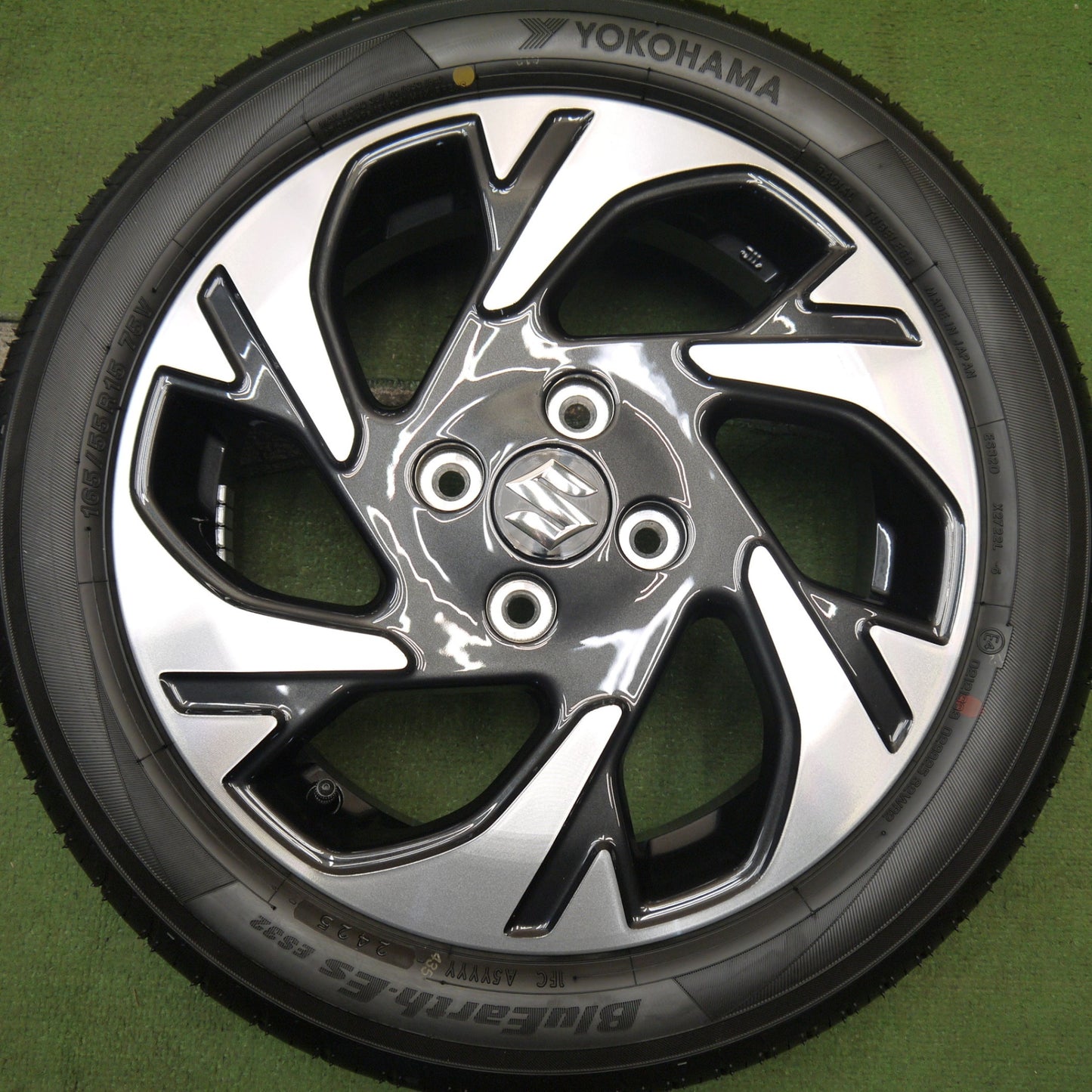 新車外し！25年★スズキ MK54S スペーシア カスタム 純正 165/55R15 ヨコハマ BluEarth-ES ES32 15インチ PCD100/4H★5082509Hノ