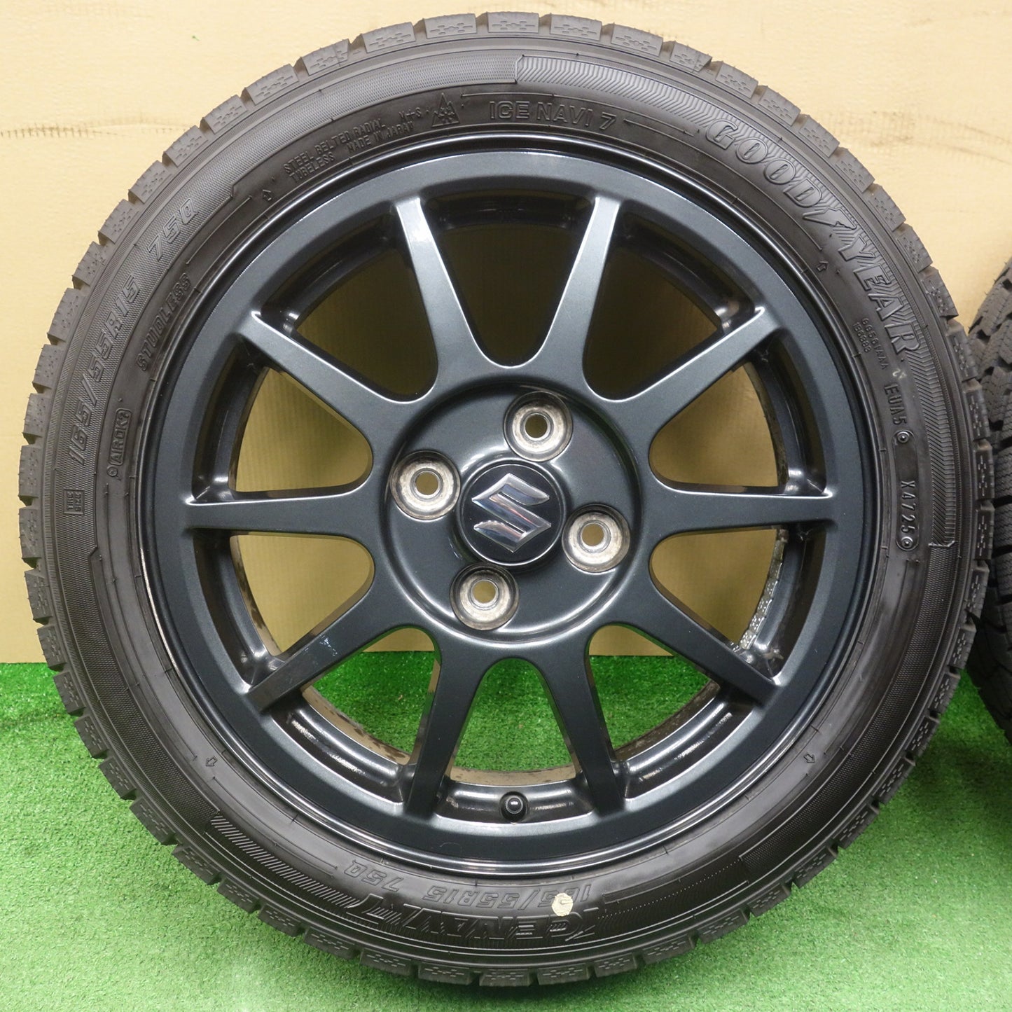 ほぼ未使用！25年！キレイ★スズキ HA36S アルト ワークス 純正 165/55R15 スタッドレス グッドイヤー アイスナビ7 15インチ PCD100/4H★6032801KTス