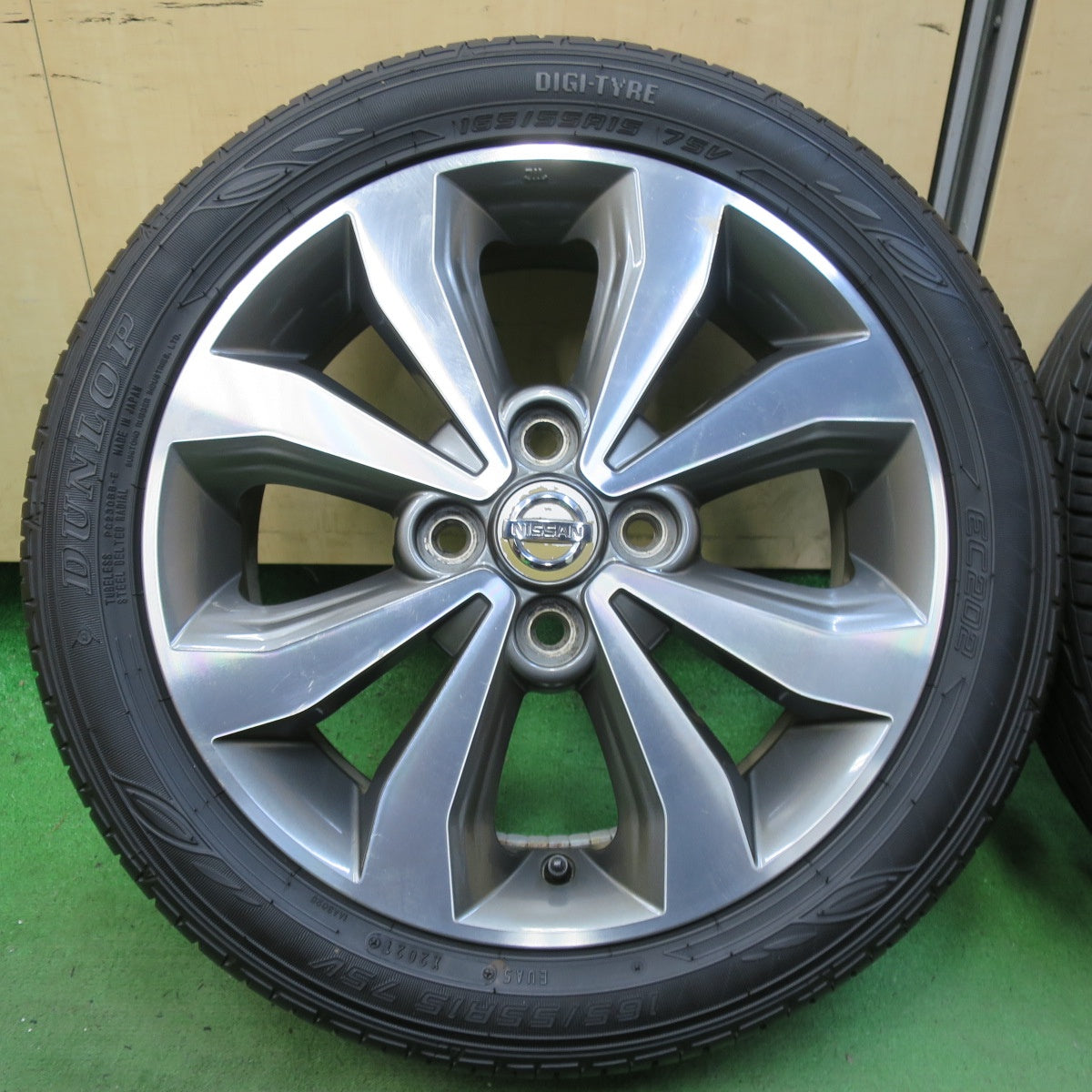 バリ溝！21年！9分★日産 デイズ 純正 165/55R15 ダンロップ EC202 15インチ PCD100/4H★5071908イノ
