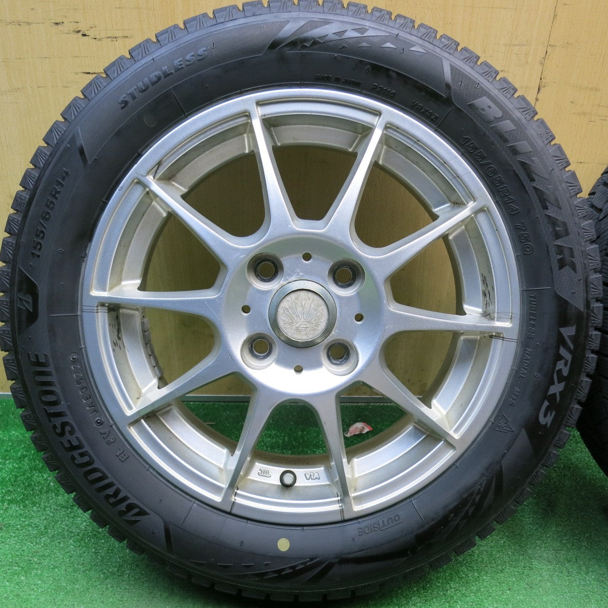 4本価格！22年★スタッドレス 155/65R14 ブリヂストン ブリザック VRX3 ESPORT 社外 アルミ 14インチ PCD100/4H★6050608HAス