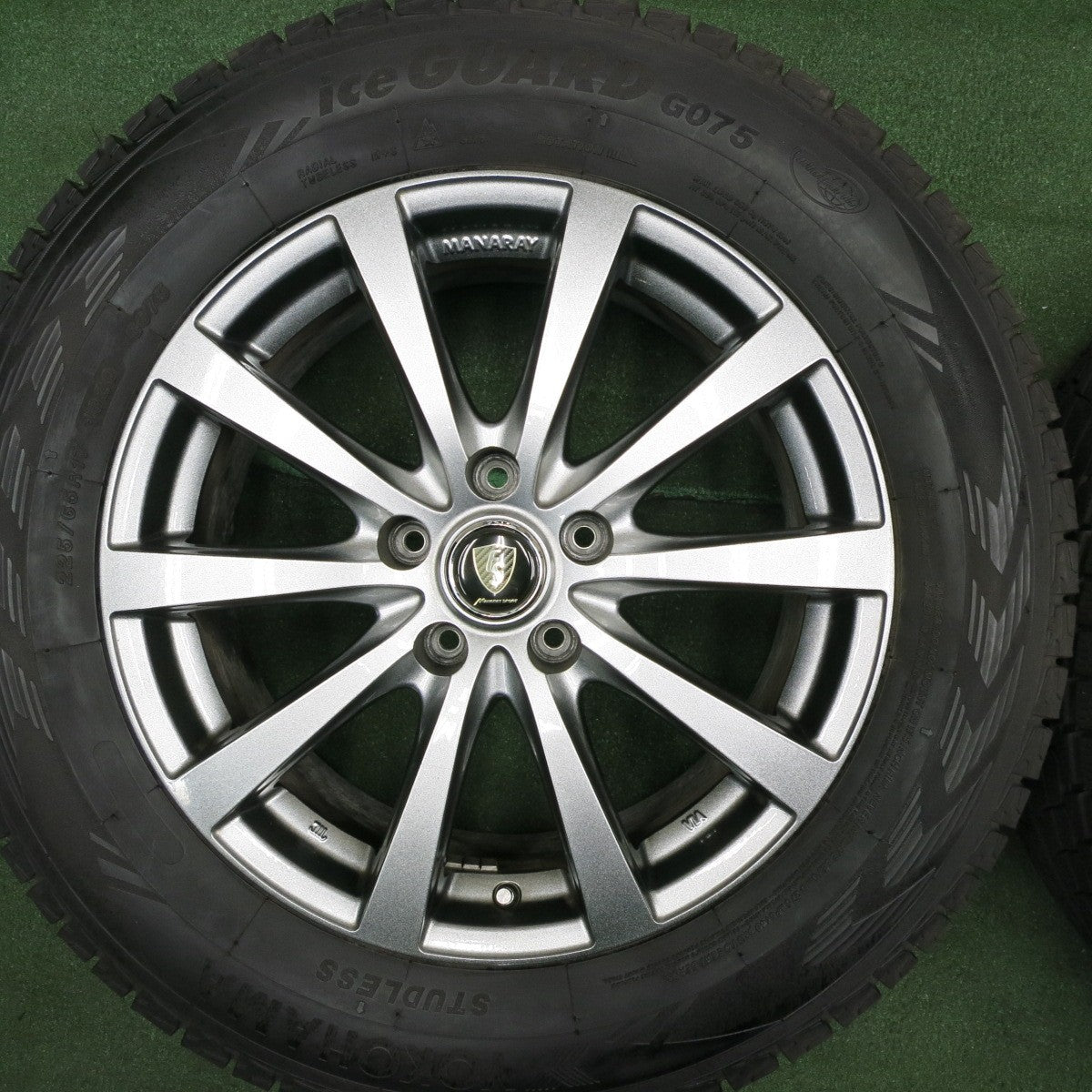 *送料無料* バリ溝！キレイ！9.5分★スタッドレス 225/65R17 ヨコハマ アイスガード G075 MANARAY SPORT マナレイスポーツ PCD114.3/5H★4032507TNス