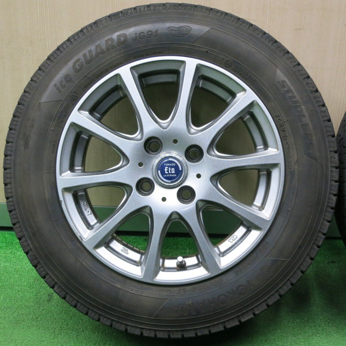 バリ溝！20年！キレイ！8.5分★スタッドレス 155/80R14 88/86N ヨコハマ アイスガード iG91 TIRADO Eta LA STRADA ティラード 14インチ PCD100/4H★4121105NJス