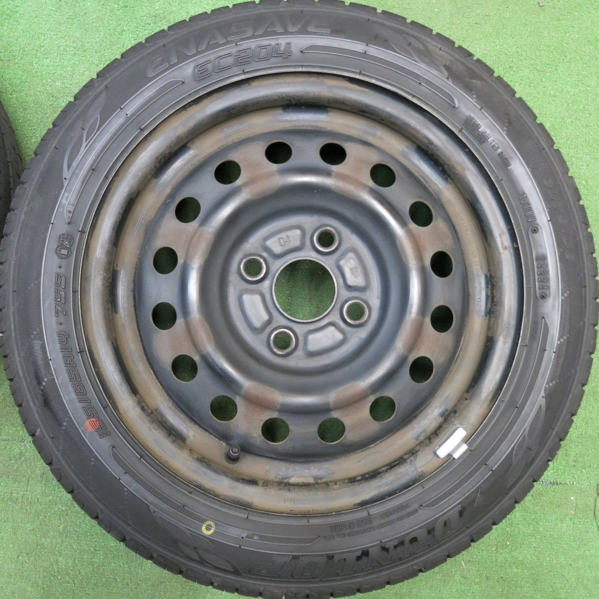 バリ溝！24年！8.5分★155/65R14 ダンロップ エナセーブ EC204 スチール ホイール 14インチ PCD100/4H★6032303HAノ