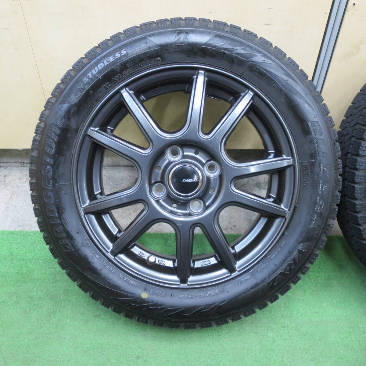 キレイ！22年★スタッドレス 155/65R14 ブリヂストン ブリザック VRX2 EMBELY 社外 アルミ 14インチ PCD100/4H★6021801TTス