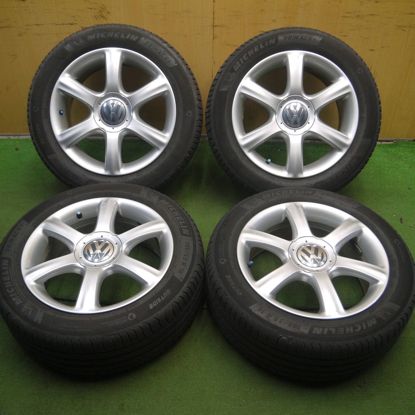 *送料無料* バリ溝！8.5分★ワーゲン ポロ 純正 BBS RD198 195/55R16 ミシュラン プライマシー4 16インチ PCD100/5H★4032510Hノ