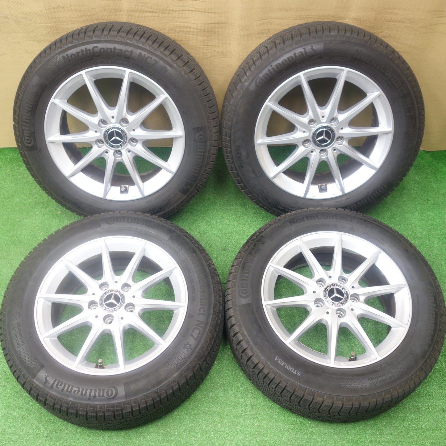 バリ溝！24年！キレイ！9.5分以上★ベンツ 等 EuroForsch 205/60R16 スタッドレス コンチネンタル ノースコンタクト NC7 社外 アルミ ユーロフォルシュ 16インチ PCD112/5H★6011801KTス