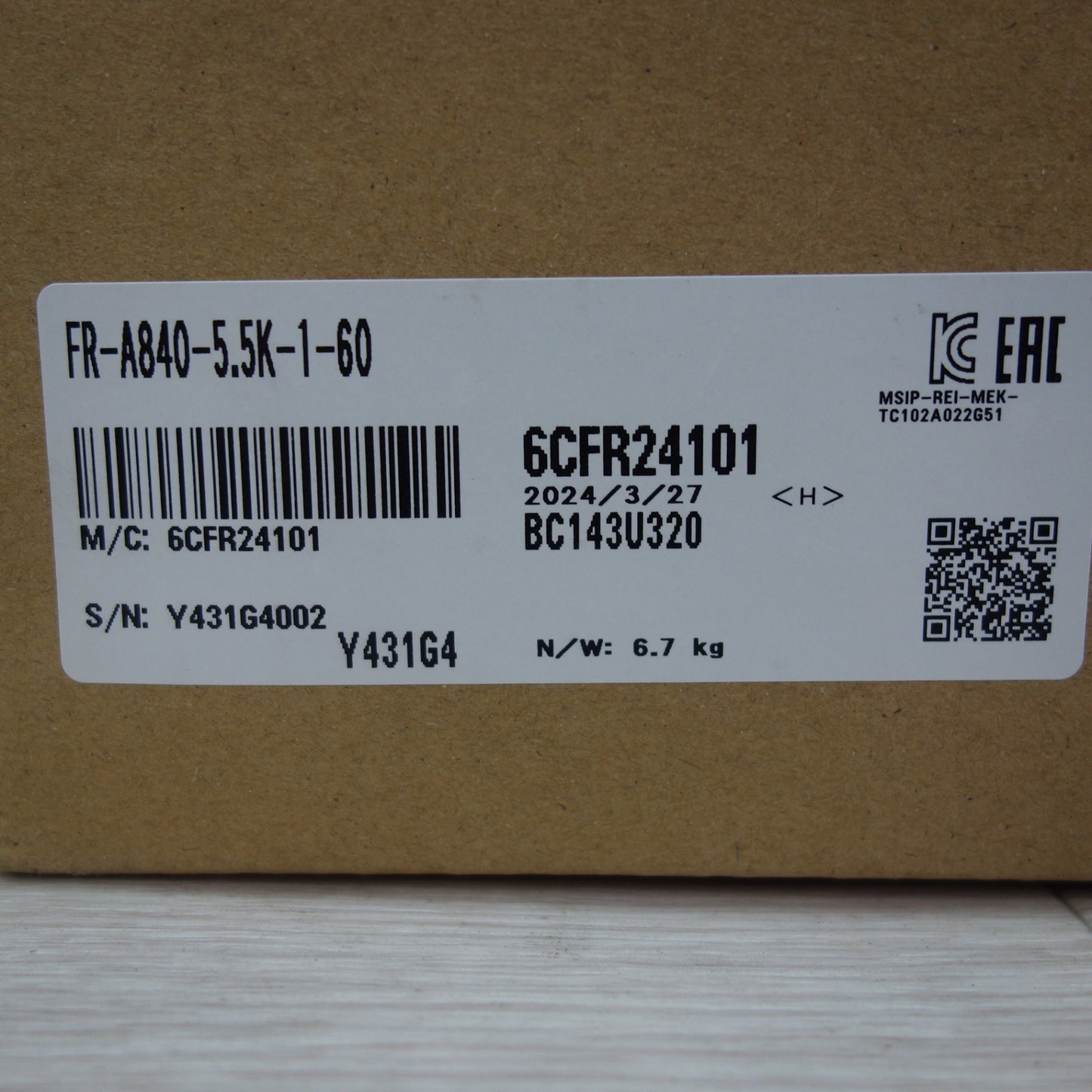[送料無料] 未使用☆三菱 インバーター FR-A840-5.5K-1-60 高機能・高性能インバータ☆