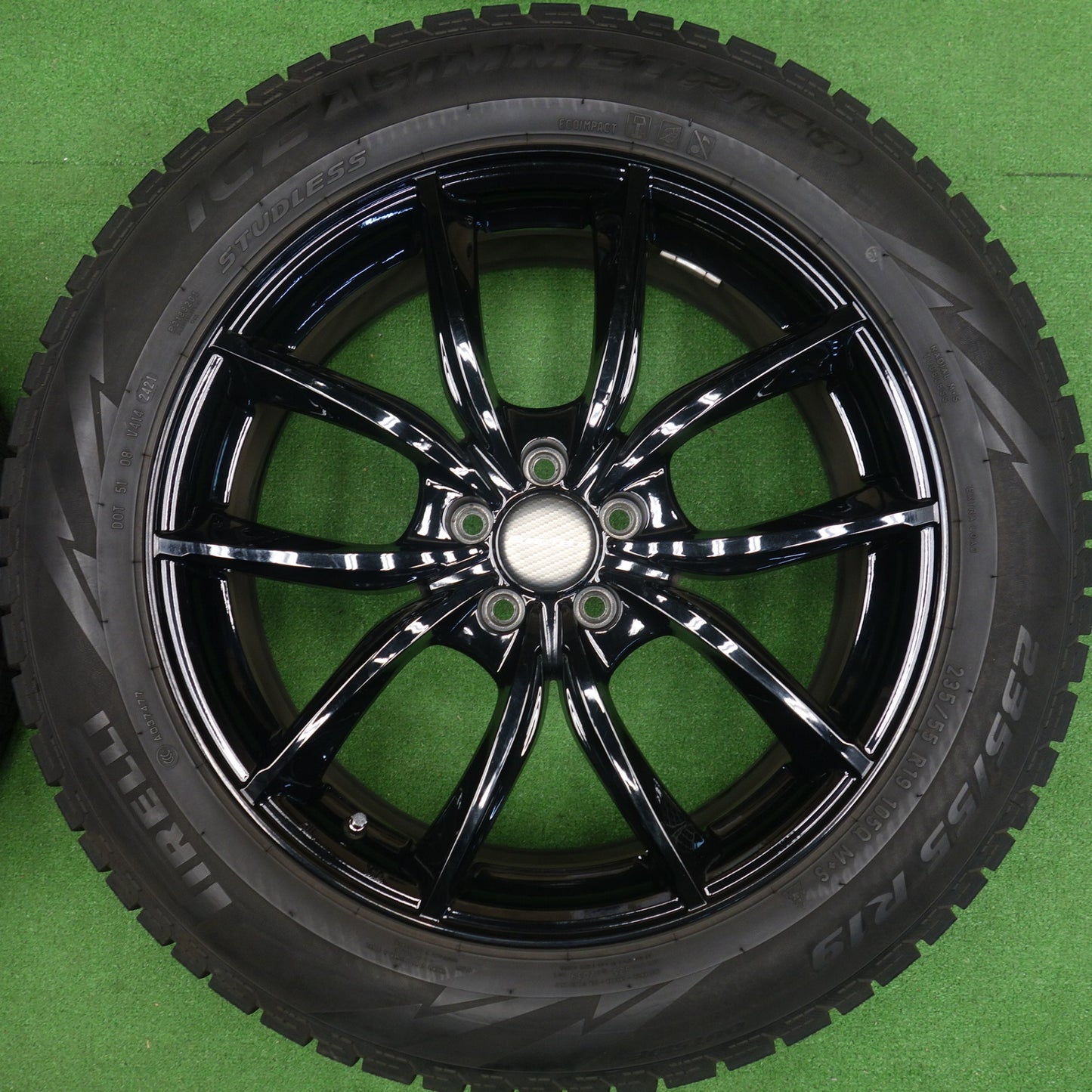 バリ溝！キレイ！8.5分◎ボルボ 等 EUROTECH MP-LINE 235/55R19 スタッドレス ピレリ アイスアシンメトリコ ユーロテック MPライン 19インチ PCD108/5H◎6060402KTス