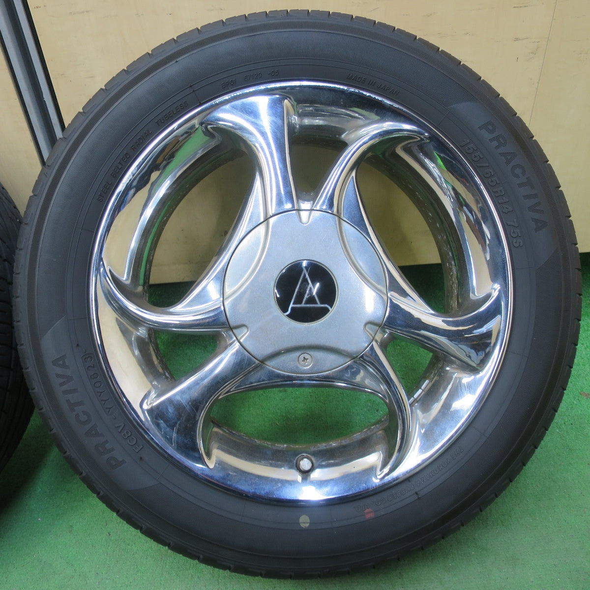 バリ溝！23年！8.5分★155/65R14 プラクティバ ヨコハマ 14インチ 社外 アルミ PCD100 114.3/4H マルチ★5060509イノ