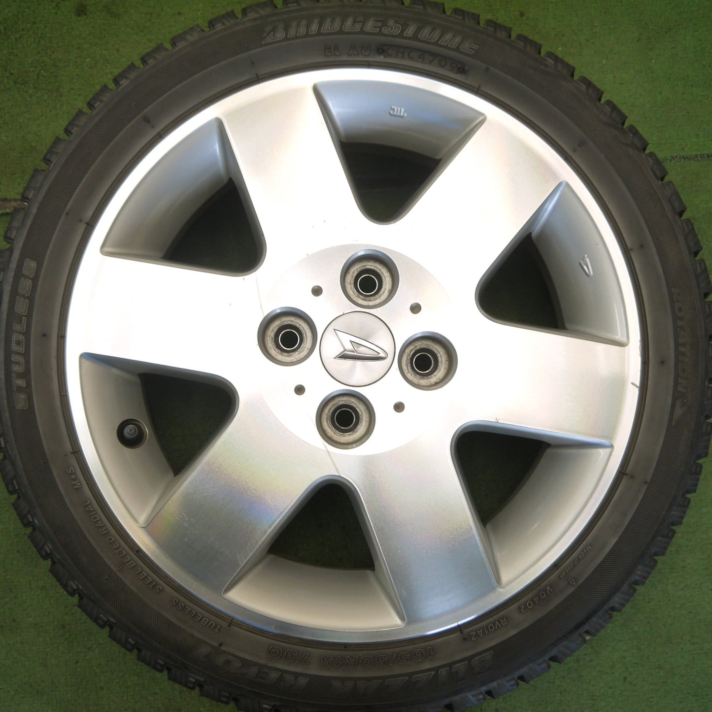 4本価格◎ダイハツ L880K コペン 純正 165/50R15 スタッドレス ブリヂストン ブリザック REVO1 15インチ PCD100/4H◎6070706Hス