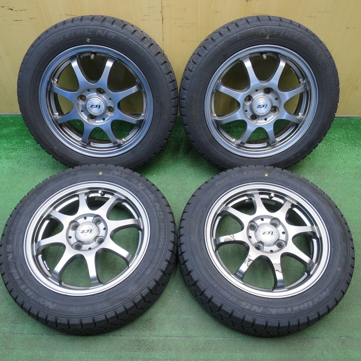 超バリ溝！23年！キレイ！9.5分以上★スタッドレス 155/65R14 オートバックス ノーストレック N5 LCZ 社外 アルミ 14インチ PCD100/4H★6032401NJス