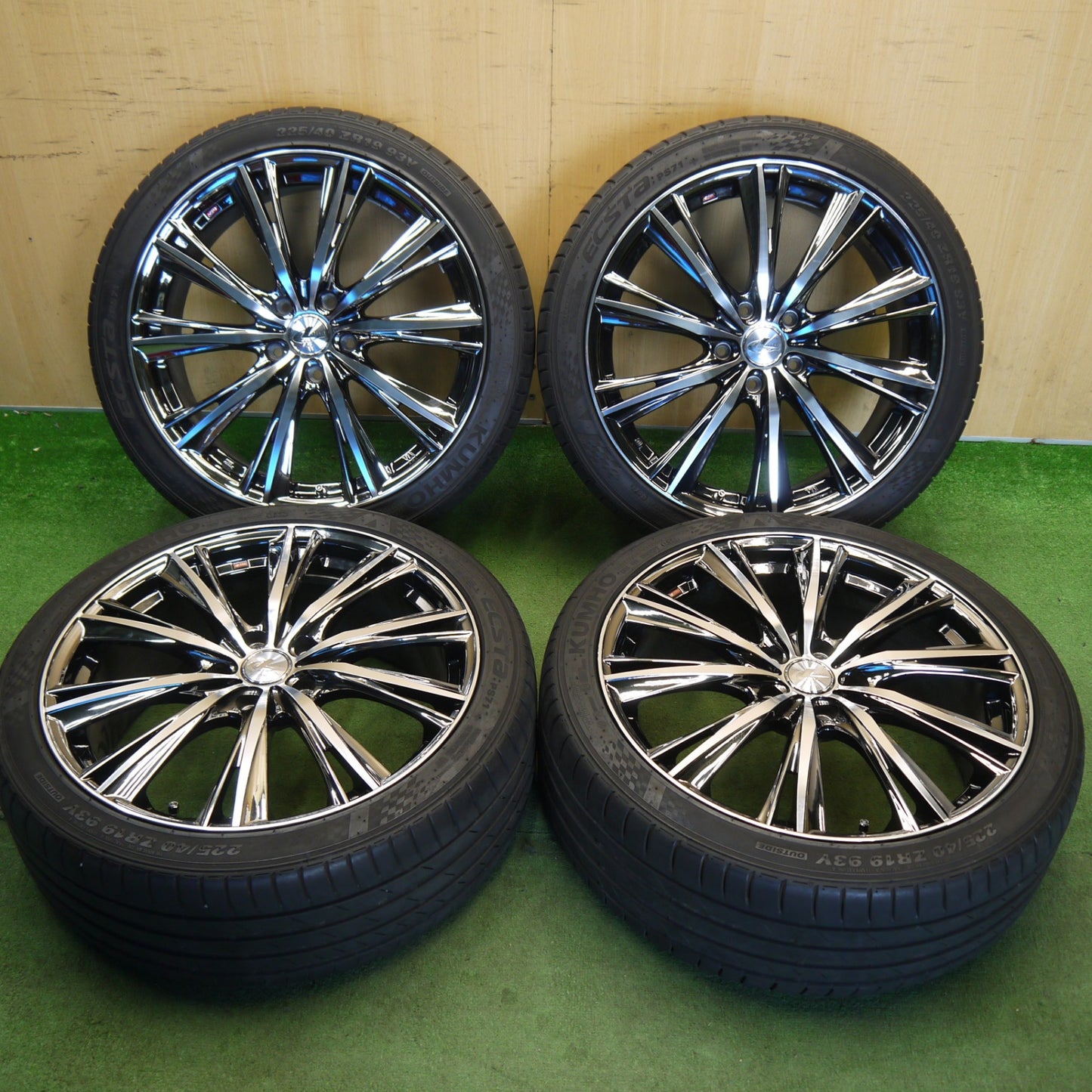 バリ溝！25年！キレイ！9.5分★LEONIS WX 225/40R19 クムホ エクスタ PS71 レオニス 19インチ PCD114.3/5H★6051301Hノ