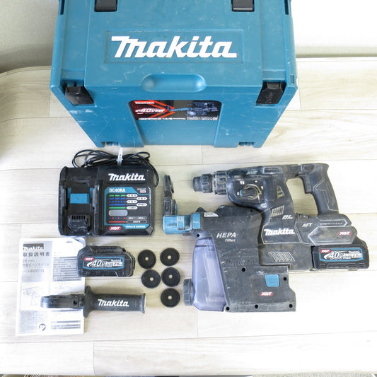 [送料無料] バッテリー2個付◇マキタ 28mm 充電式 ハンマドリル HR001 GDXVB 電動 工具 ハンマードリル 充電器 DC40RA makita◇