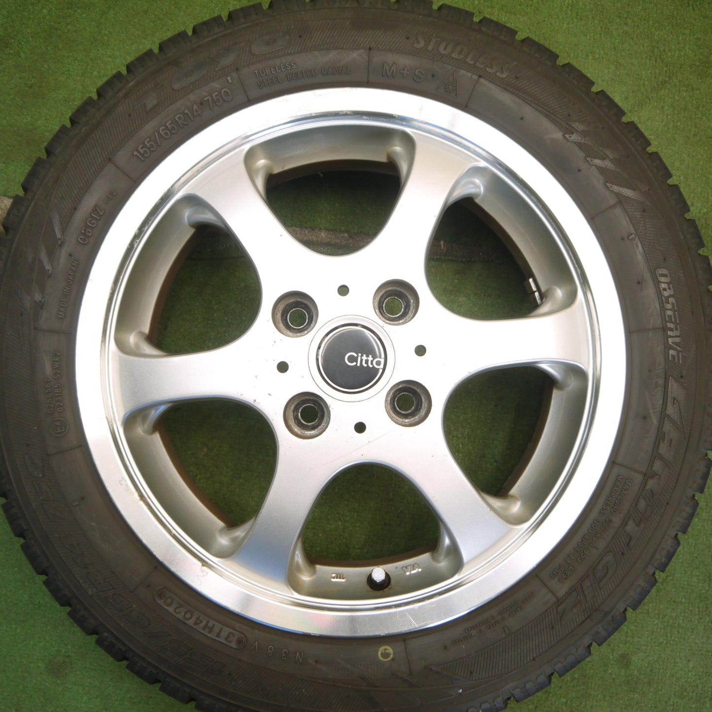 バリ溝！9.5分◎スタッドレス 155/65R14 トーヨー オブザーブ ガリット GIZ Citta 社外 アルミ 14インチ PCD100/4H◎6061506Hス