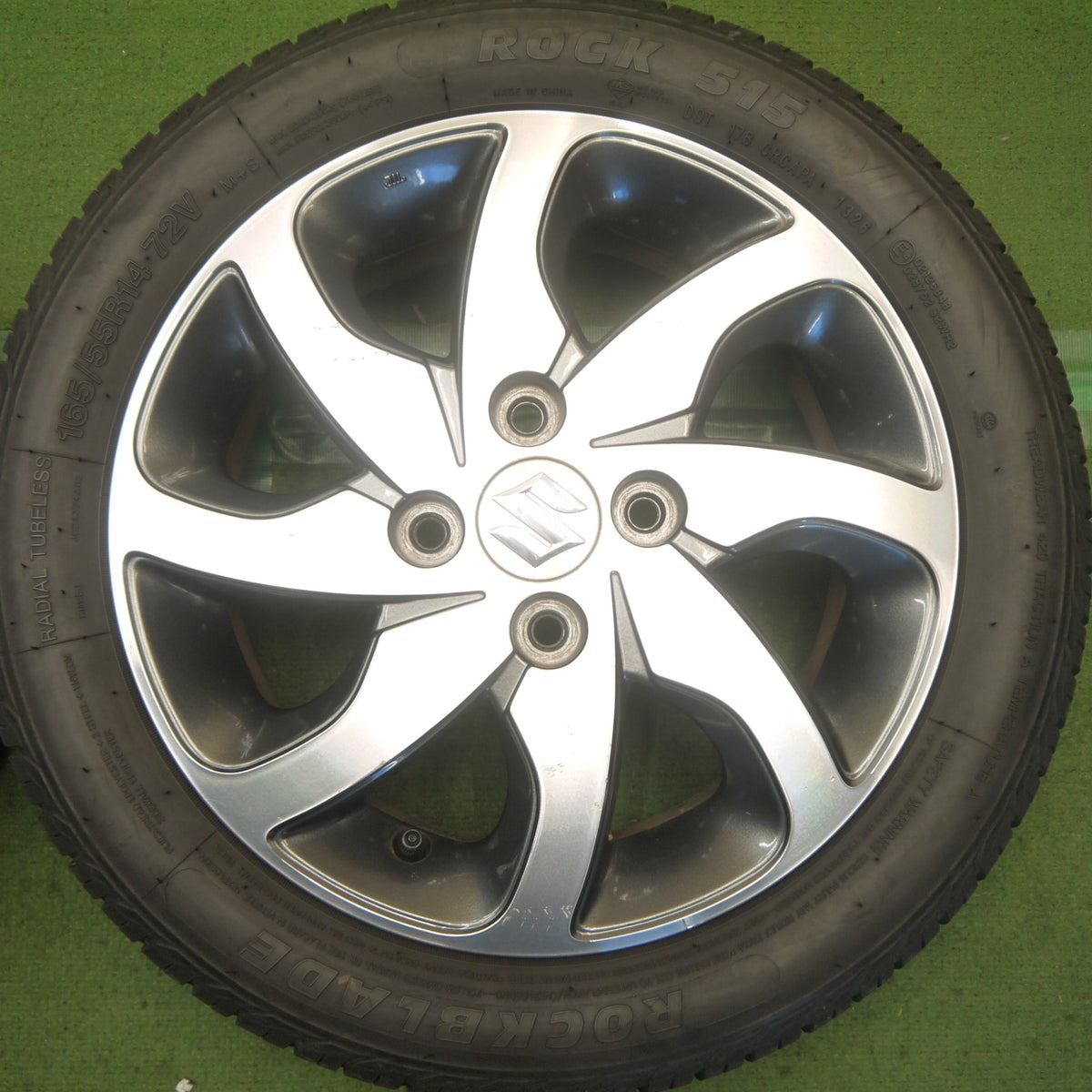 バリ溝！26年！9分◎スズキ パレット SW 純正 165/55R14 ロックブレード ROCK 515 14インチ PCD100/4H◎6091507Hノ