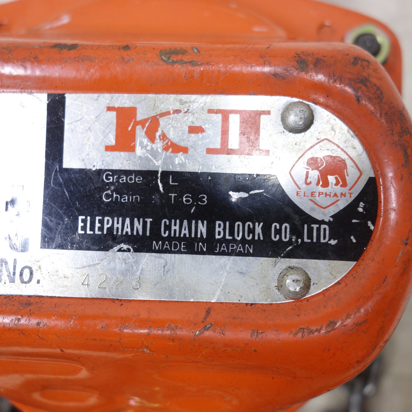 [送料無料] ◆象印 チェーンブロック 1ton K-2 L T-6.3 1000kg 1トン K-Ⅱ ELEPHANT 吊り 工具 エレファント②◆