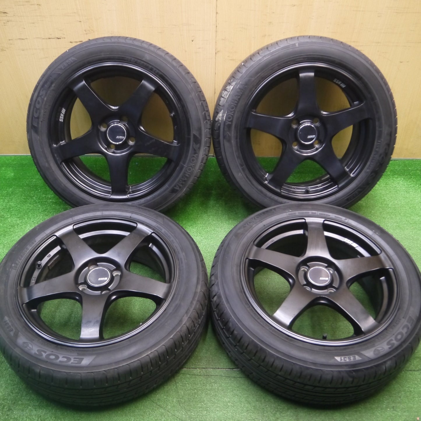 [送料無料] バリ溝！8.5分★SSR GTV01 185/55R16 ヨコハマ エコス ES31 16インチ PCD100/4H★4121805Hノ