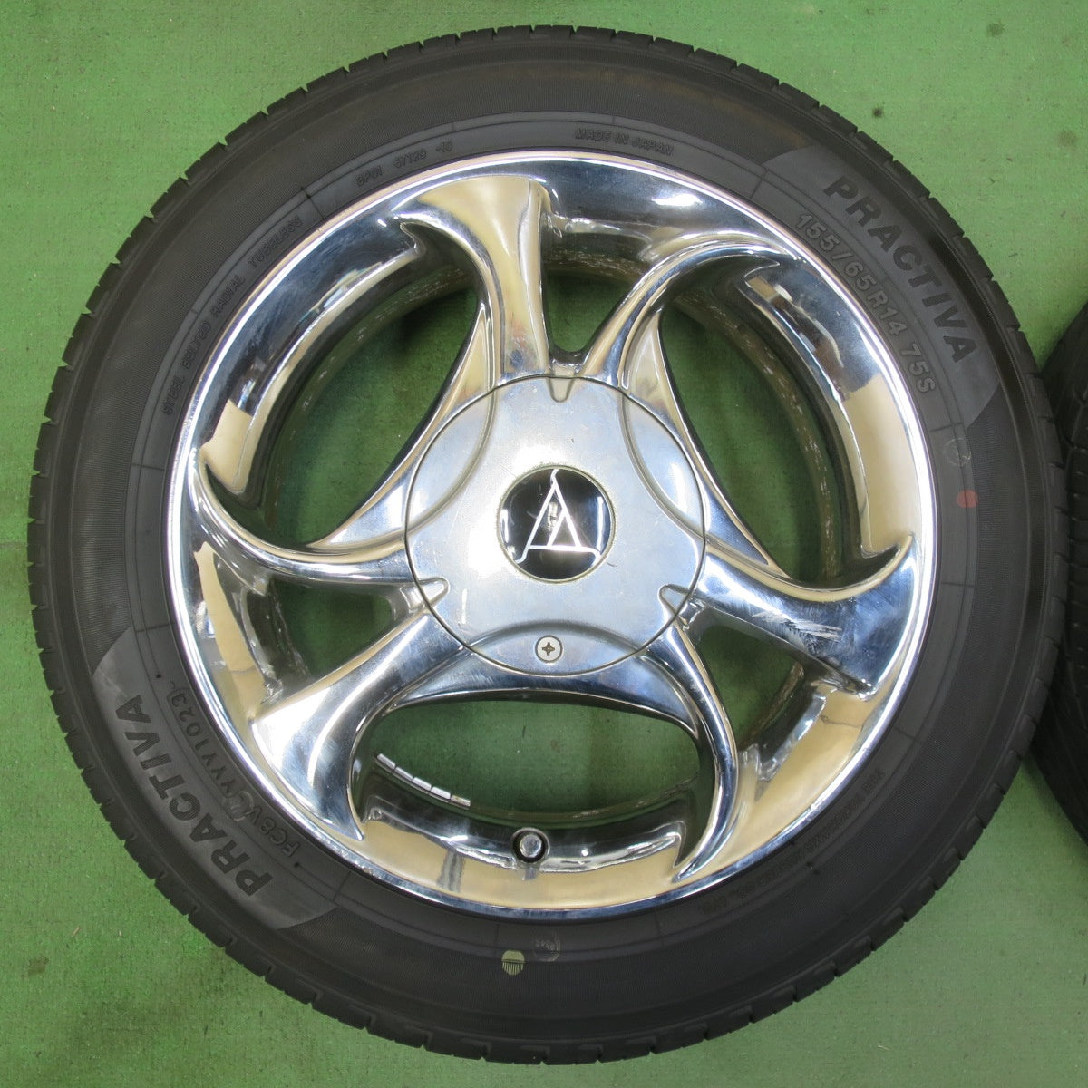 バリ溝！23年！8.5分★155/65R14 プラクティバ ヨコハマ 14インチ 社外 アルミ PCD100 114.3/4H マルチ★5060509イノ