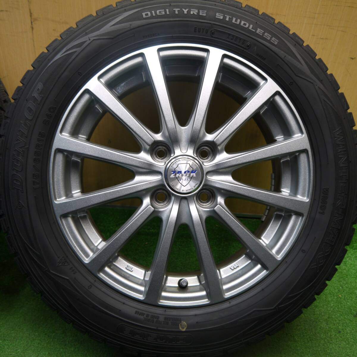 バリ溝！キレイ！9.5分★スタッドレス 175/65R15 ダンロップ ウインターマックス WM01 ZACK JP-112 MONZA ザック 15インチ PCD100/4H★5032809Hス