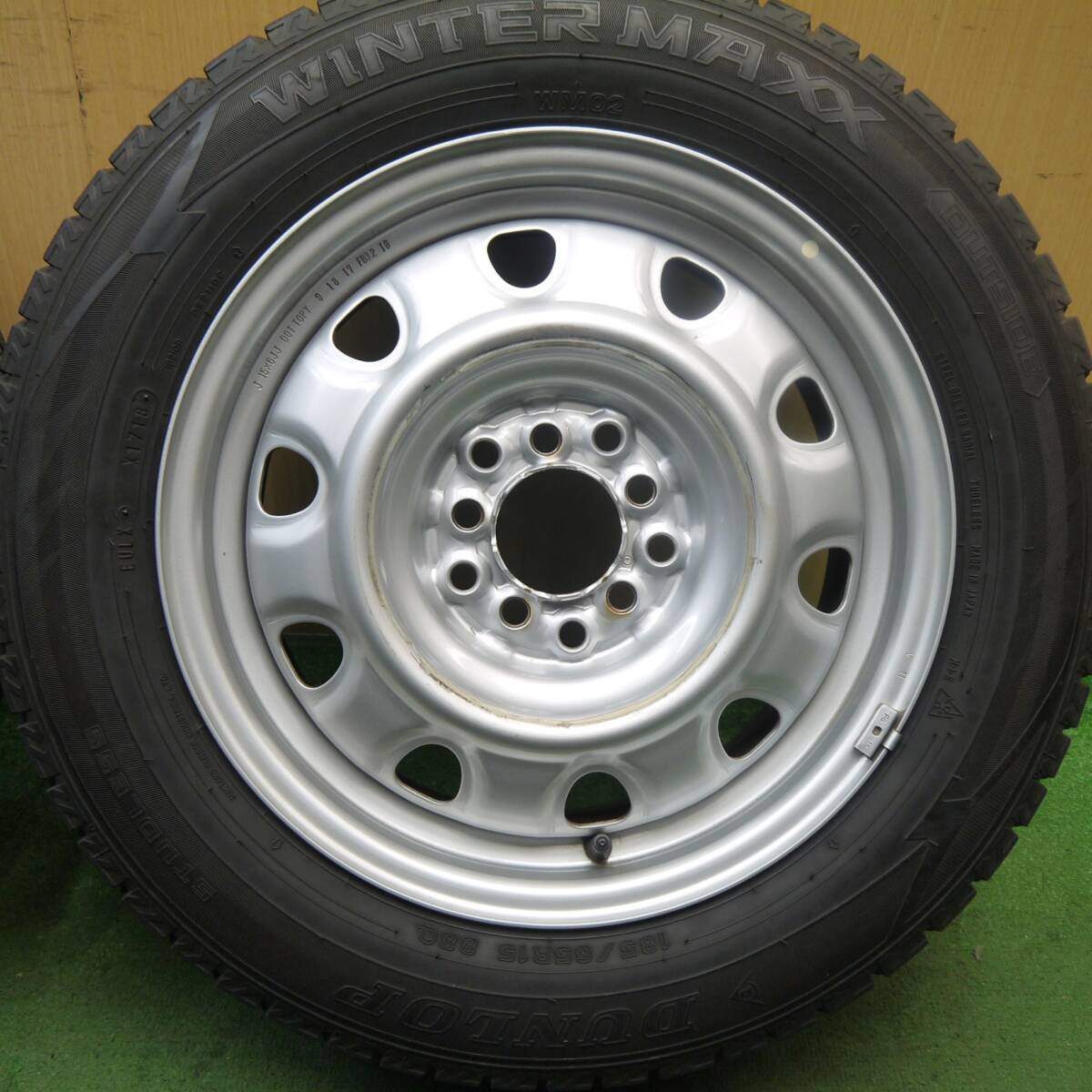 4本価格★スタッドレス 185/65R15 ダンロップ ウインターマックス WM02 スチール ホイール 15インチ PCD100 114.3/5H マルチ★5091602Hス