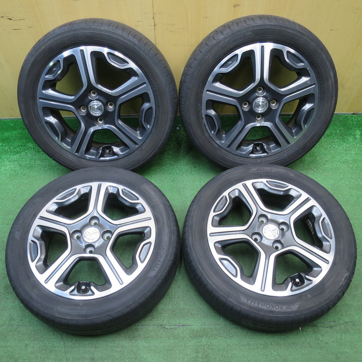 4本価格！22年★マツダ フレア クロスオーバー スズキ ハスラー 純正 165/60R15 ヨコハマ ブルーアース AE01 15インチ PCD100/4H★6021103NJノ