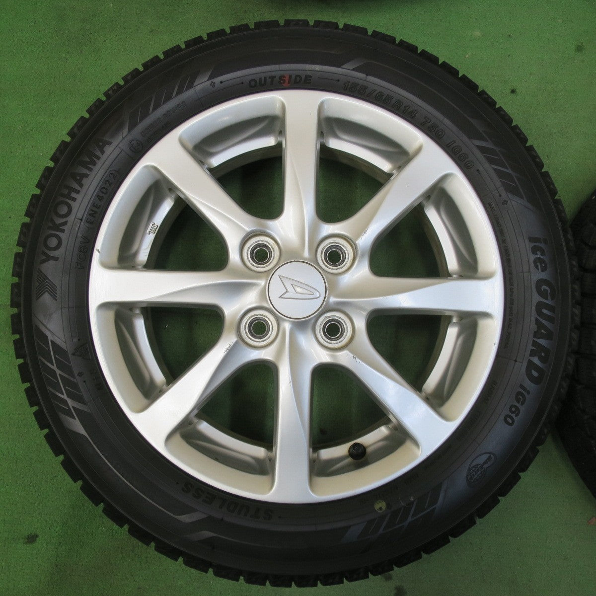 超バリ溝！22年！ほぼ10分★ダイハツ タント ムーヴ 等 純正 155/65R14 スタッドレス ヨコハマ アイスガード iG60 14インチ PCD100/4H★5053106イス