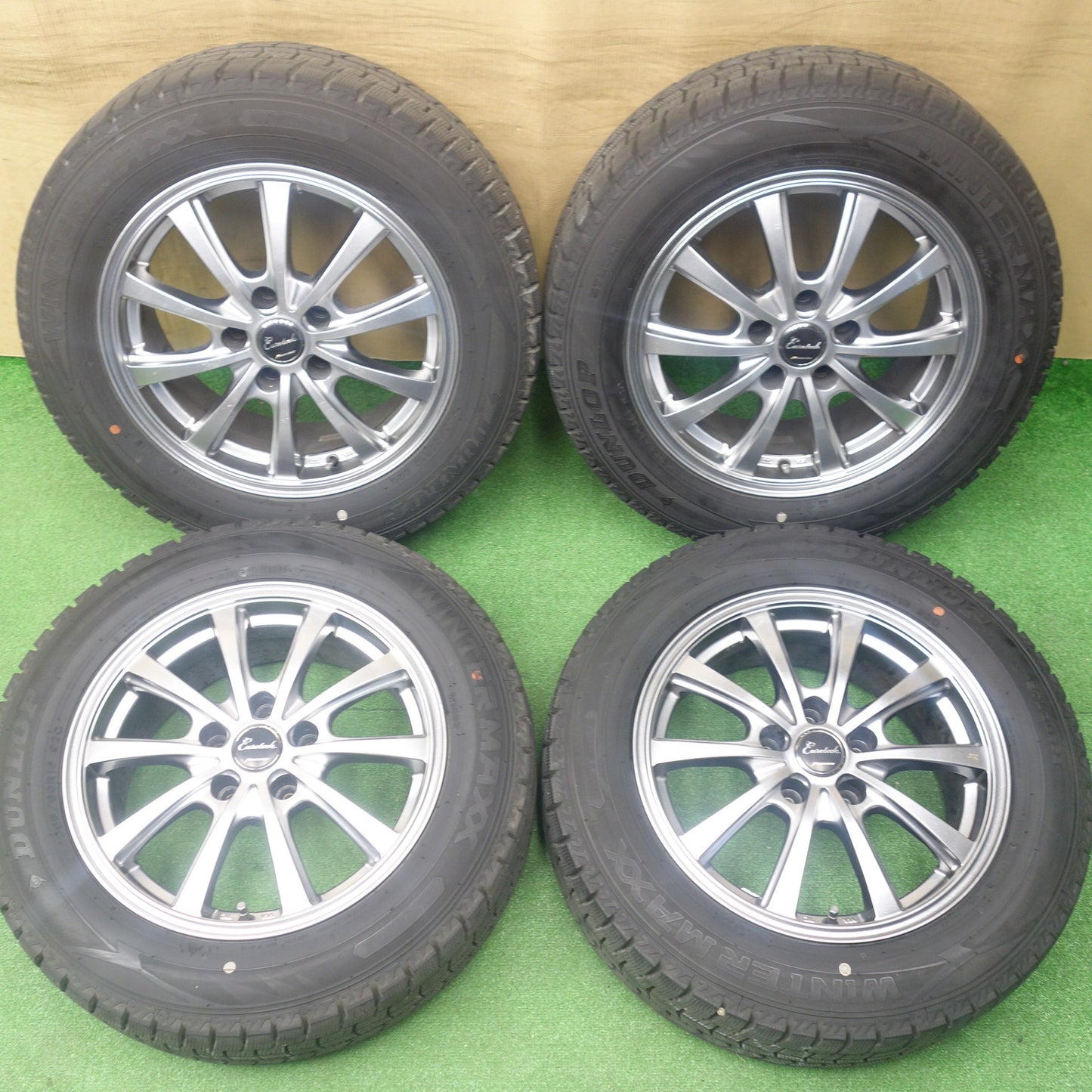 バリ溝！23年！9.5分★スタッドレス 205/60R16 ダンロップ ウインターマックス WM02 Eurotech MANARAY SPORT ユーロテック 16インチ PCD114.3/5H★6030201KTス