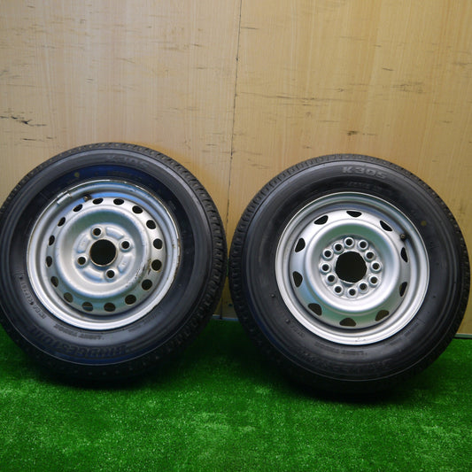 未使用！2本★145R12 LT 6PR ブリヂストン K305 スチール ホイール 12インチ PCD 100 110 114.3/4H マルチ★5100802Hノ