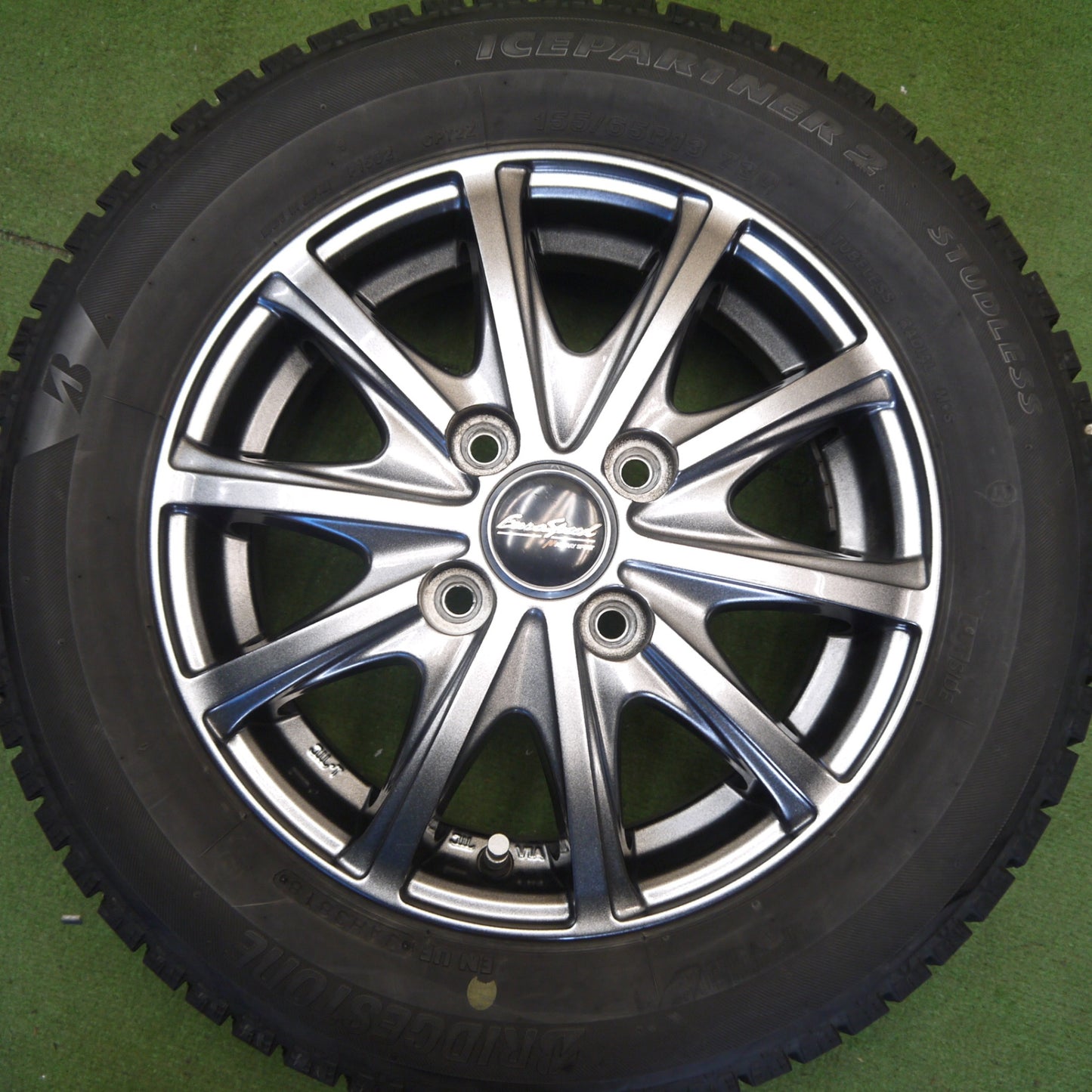 キレイ★スタッドレス 155/65R13 ブリヂストン アイスパートナー2 EuroSpeed MANARAY SPORT ユーロスピード 13インチ PCD100/4H★6052201Hス