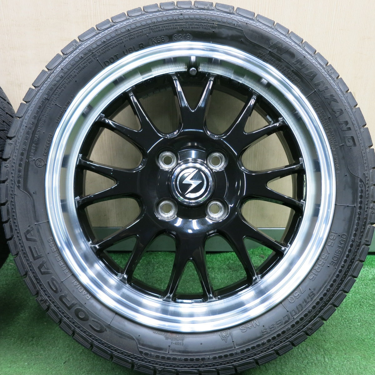 *送料無料* バリ溝！キレイ！9分★軽サイズ スタッドレス BADX S-HOLD 165/55R15 ナンカン CORSAFA 15インチ PCD100/4H★4052706HAス