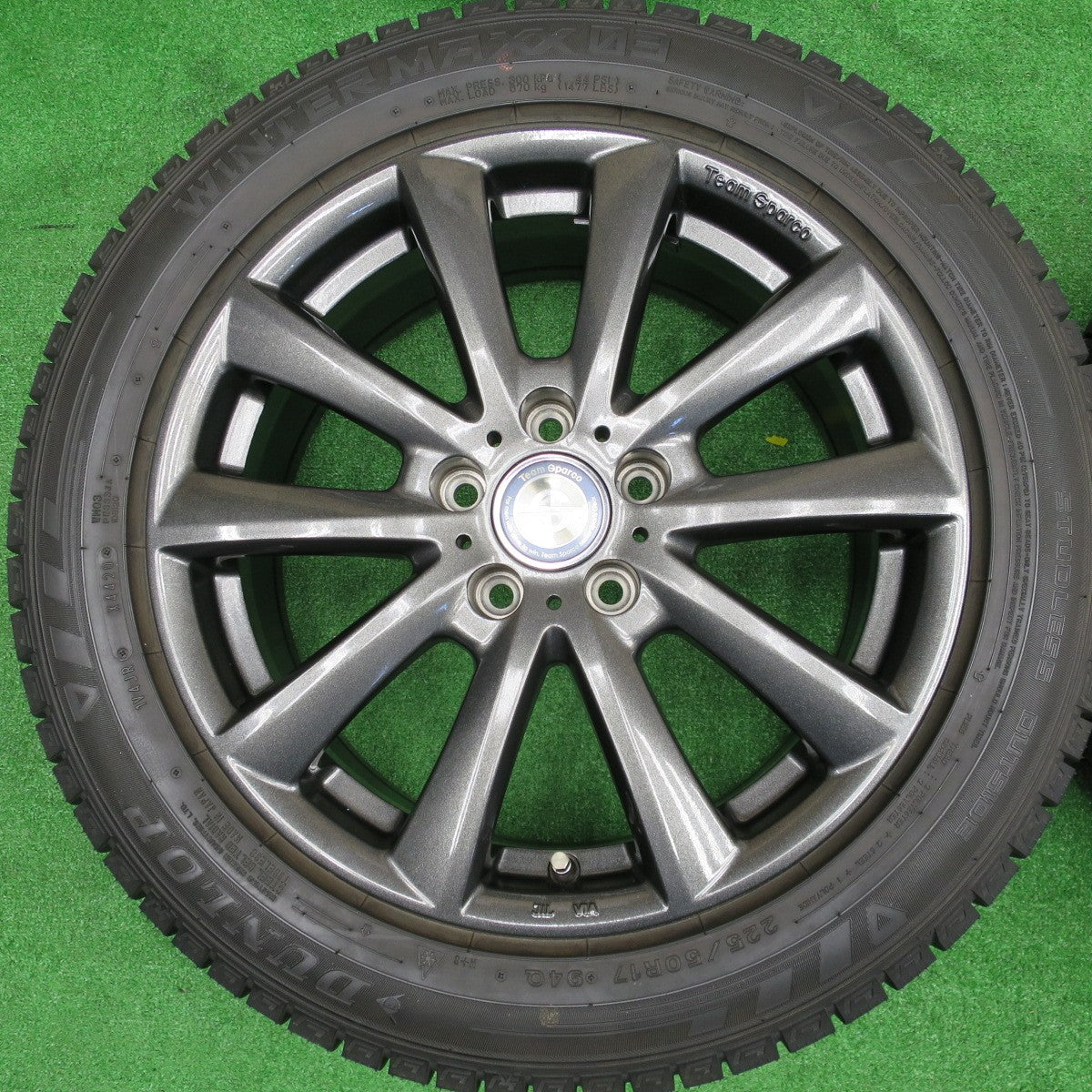 バリ溝！キレイ！9.5分★アウディ 等 225/50R17 スタッドレス ダンロップ ウインターマックス 03 Team Sparco チームスパルコ 17インチ PCD112/5H★5122903NKス