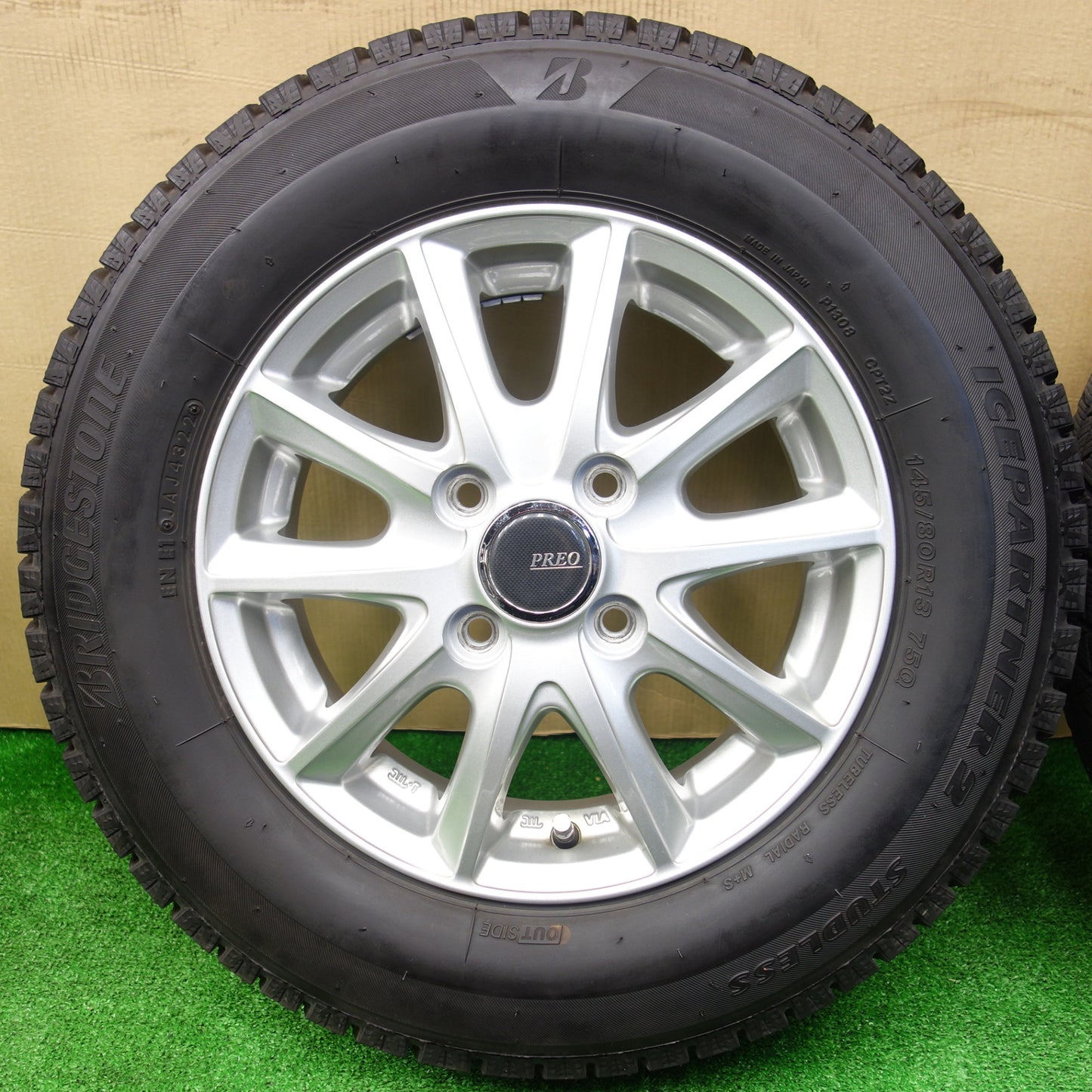 バリ溝！22年！キレイ！8.5分★スタッドレス 145/80R13 ブリヂストン アイスパートナー2 PREO LANX-L5 プレオ 13インチ PCD100/4H★5112802KTス