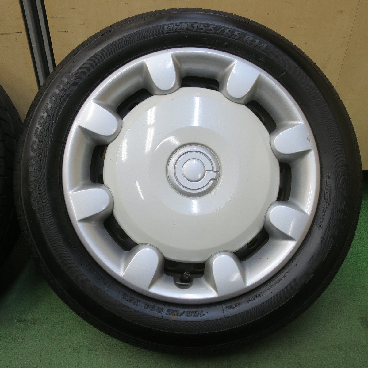 バリ溝！9.5分以上★ダイハツ ムーヴ キャンバス 純正 スチール 155/65R14 ブリヂストン ネクストリー エコピア 14インチ PCD100/4H★6052602イノ