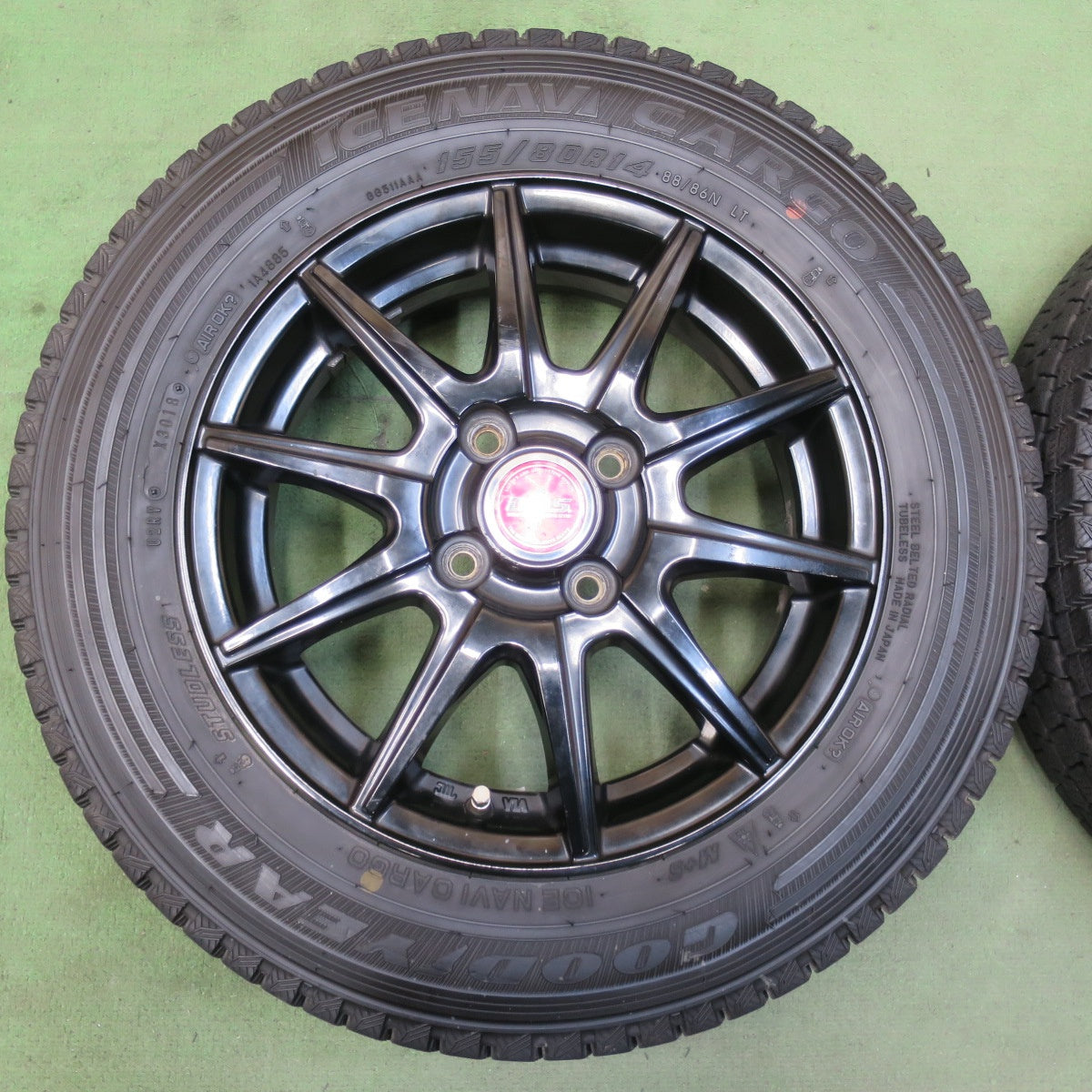 バリ溝！9.5分★スタッドレス 155/80R14 88/86N グッドイヤー アイスナビ カーゴ D.O.S. DOS 14インチ PCD100/4H★5110801イス