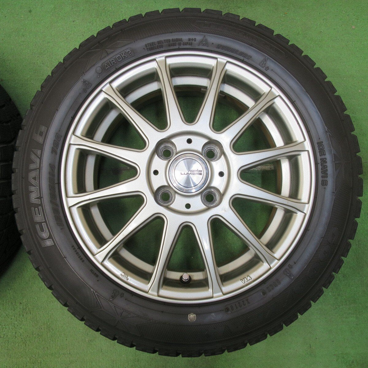 バリ溝！8.5分★スタッドレス 165/65R14 グッドイヤー アイスナビ6 ravrion LUMIERE ラブリオン 14インチ 軽自動車にも ハスラー 等 PCD100/4H★5011008イス