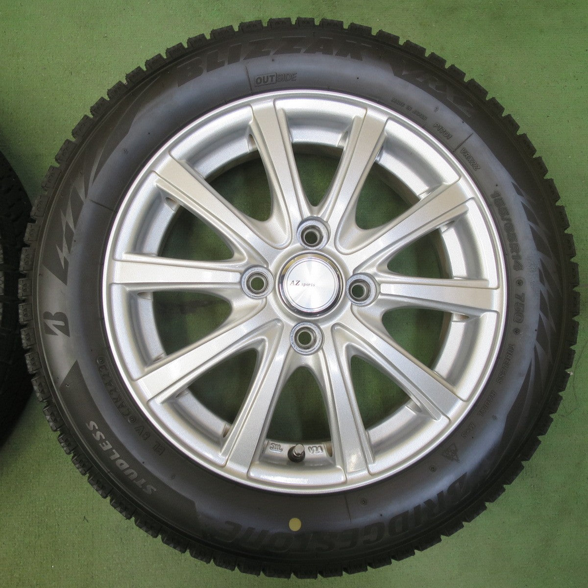 バリ溝！23年！キレイ！9分◎スタッドレス 155/65R14 ブリヂストン ブリザック VRX2 AZ Sports AZスポーツ 14インチ PCD100/4H◎6081910イス