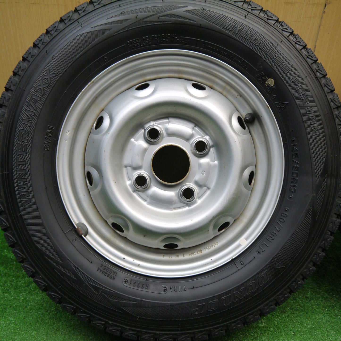 バリ溝！9分★スタッドレス 145/80R12 80/78N ダンロップ ウインターマックス SV01 スチール ホイール 12インチ PCD100/4H★5112801Hス