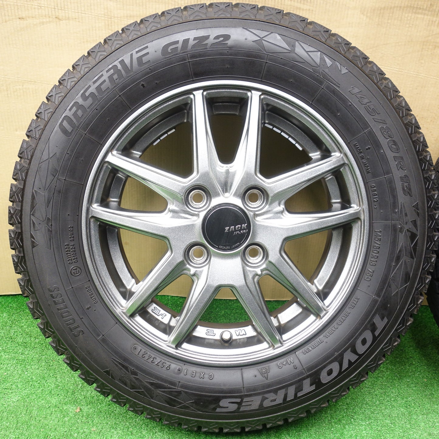 バリ溝！キレイ！9.5分以上★スタッドレス 145/80R13 トーヨー オブザーブ GIZ2 ZACK JP-550 MONZA ザック 13インチ PCD100/4H★5122001KTス