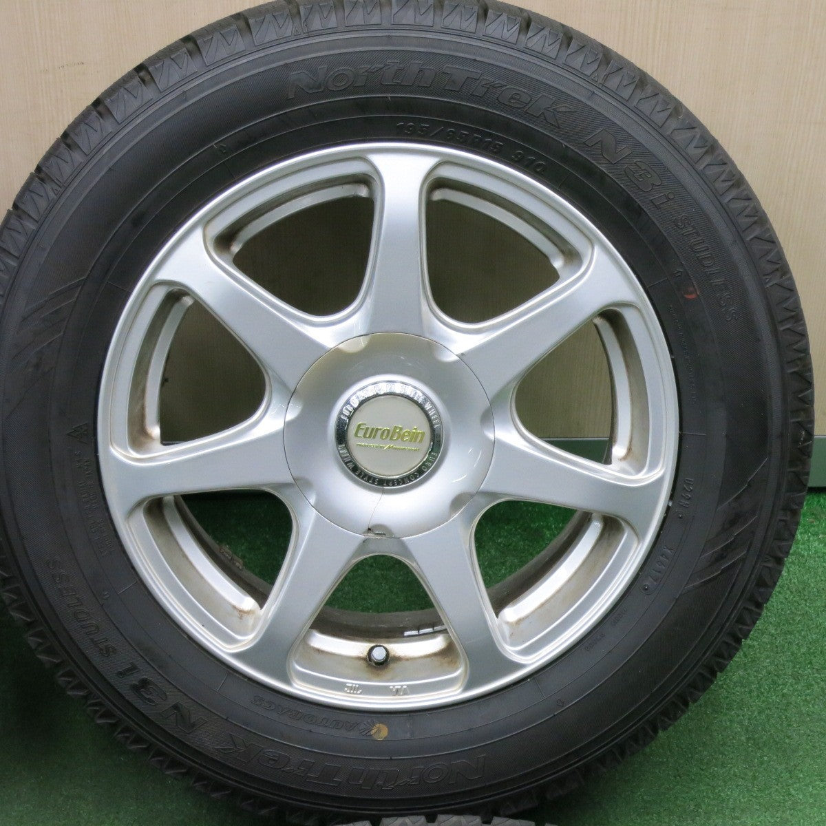 *送料無料* バリ溝！ほぼ10分★スタッドレス 195/65R15 オートバックス ノーストレック N3i EuroBein マナレイ PCD100 114.3/5H マルチ★4040606TNス