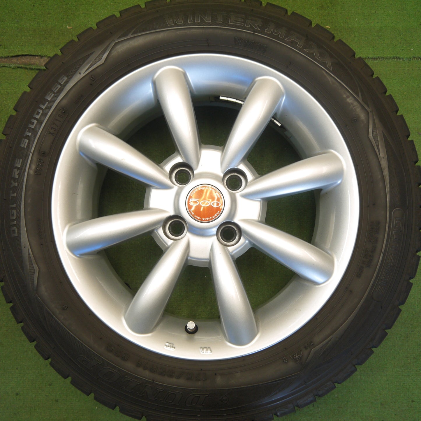 キレイ◎FIAT フィアット 500 TARGA AGA 500 175/65R14 スタッドレス ダンロップ ウインターマックス WM01 14インチ PCD98/4H◎6071502Hス