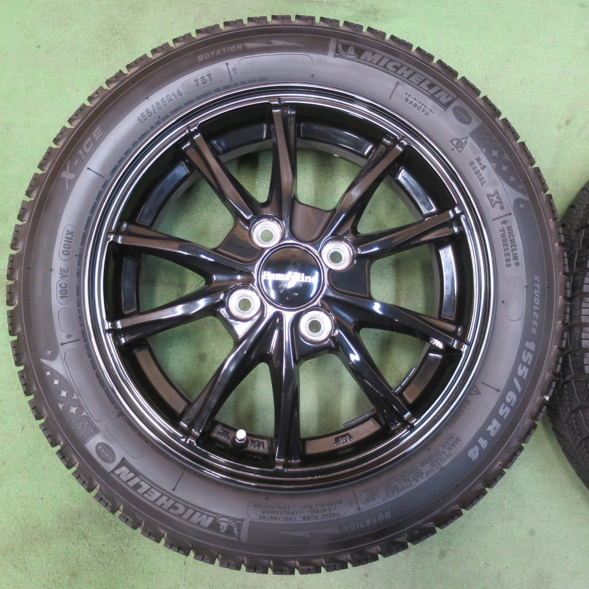 バリ溝！22年！キレイ！ほぼ10分★スタッドレス 155/65R14 ミシュラン X-ICE XI3 Humanline ヒューマンライン 14インチ PCD100/4H★5120904イス