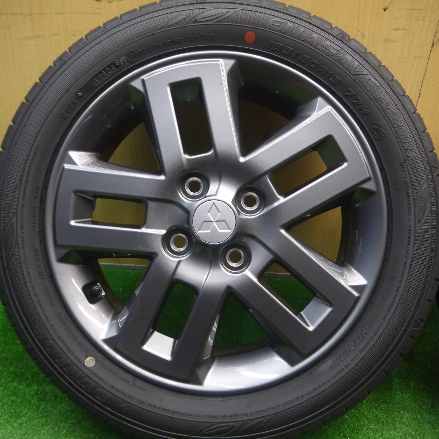 [送料無料] 新車外し！24年★三菱 デリカ ミニ 純正 165/60R15 ダンロップ エナセーブ EC300+ 15インチ PCD100/4H★4112707Hノ