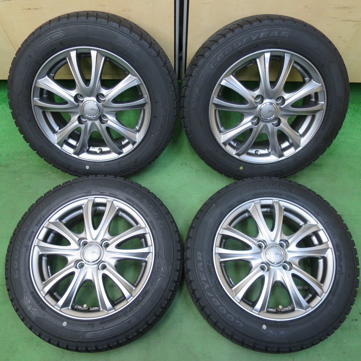 バリ溝！キレイ！9.5分以上★スタッドレス 165/65R14 グッドイヤー アイスナビ6 SIBILLA NEXT C5 シビラ 14インチ PCD100/4H★5021714イス