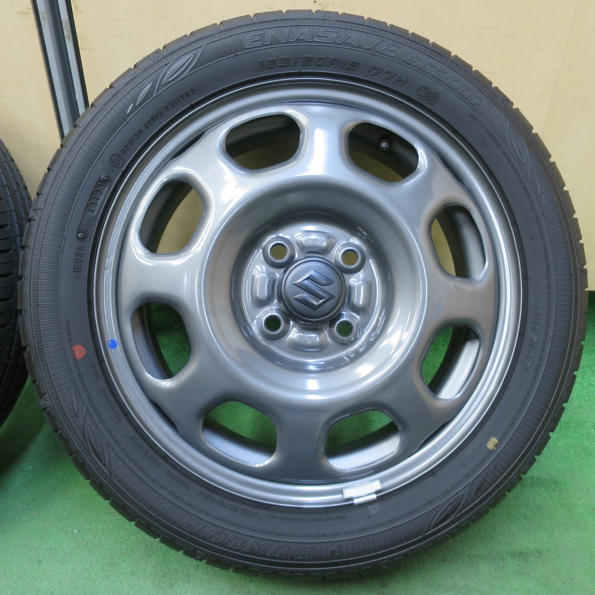 新車外し！23年★スズキ ハスラー 純正 スチール 165/60R15 ダンロップ エナセーブ EC300+ 15インチ PCD100/4H★5080406イノ