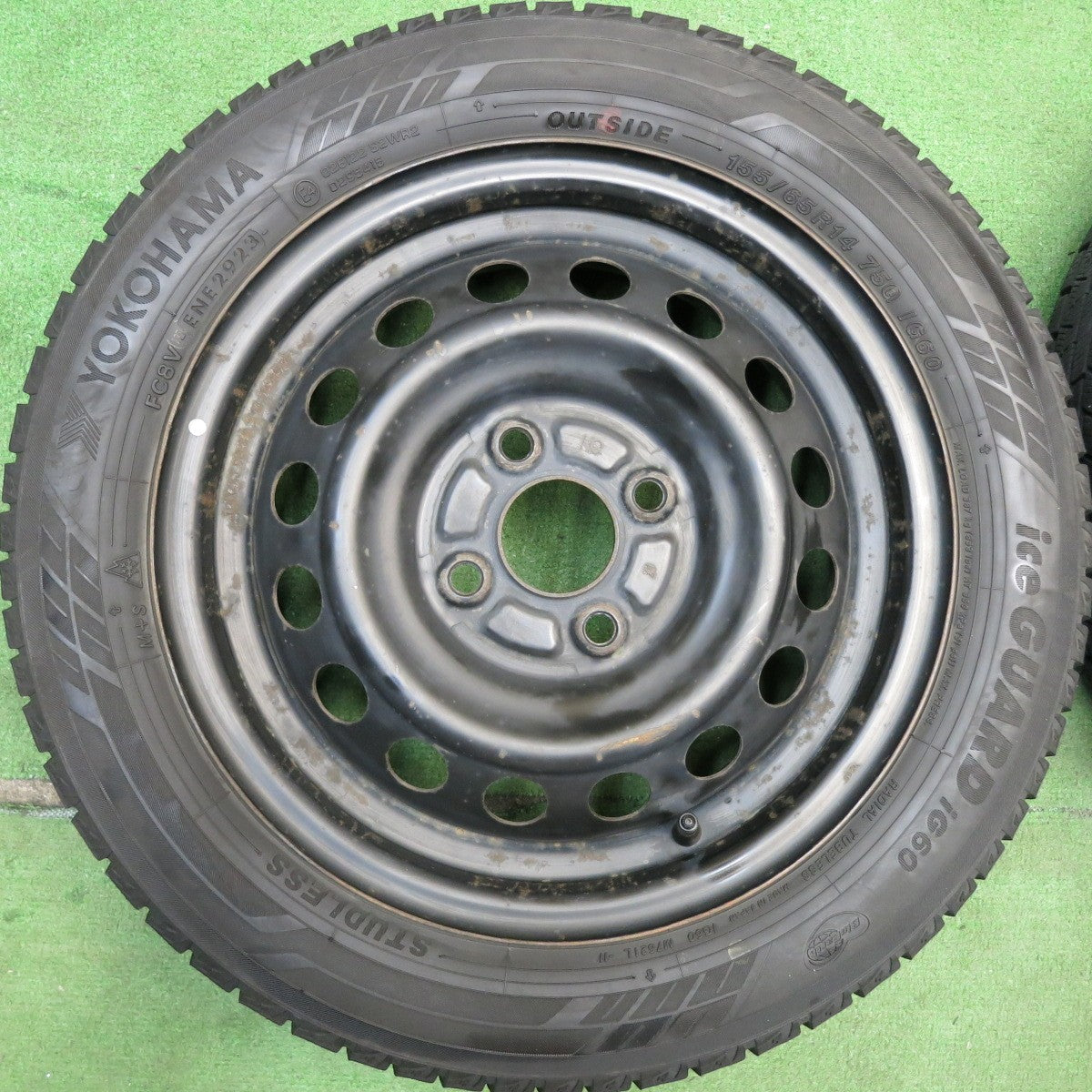 バリ溝！23年！8.5分★スタッドレス 155/65R14 ヨコハマ アイスガード iG60 スチール ホイール 14インチ PCD100/4H★6050604HAス
