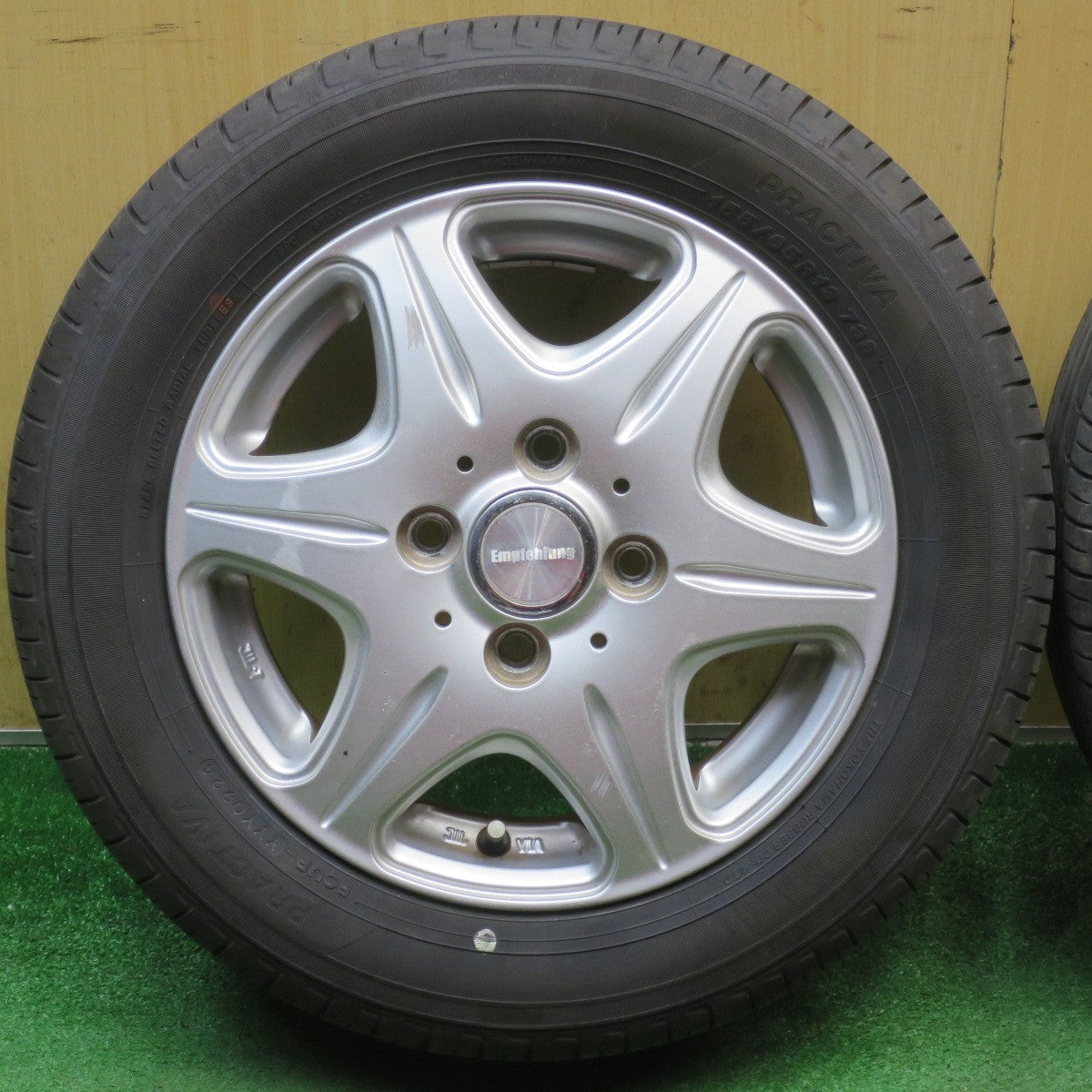 バリ溝！24年！9.5分◎155/65R13 プラクティバ ヨコハマ 製 Empfehlung 社外 アルミ 13インチ PCD100/4H◎6072702NJノ