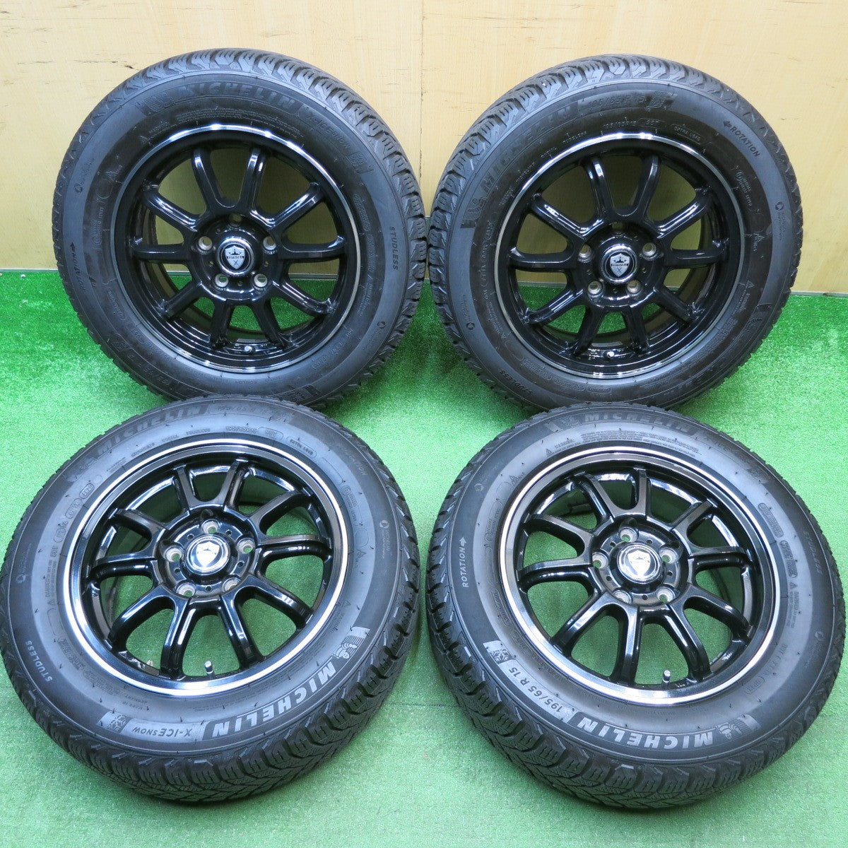 バリ溝！キレイ！8.5分★スタッドレス 195/65R15 ミシュラン X-ICE SNOW ESTROSA エステローザ 15インチ PCD114.3/5H★6010310HAス