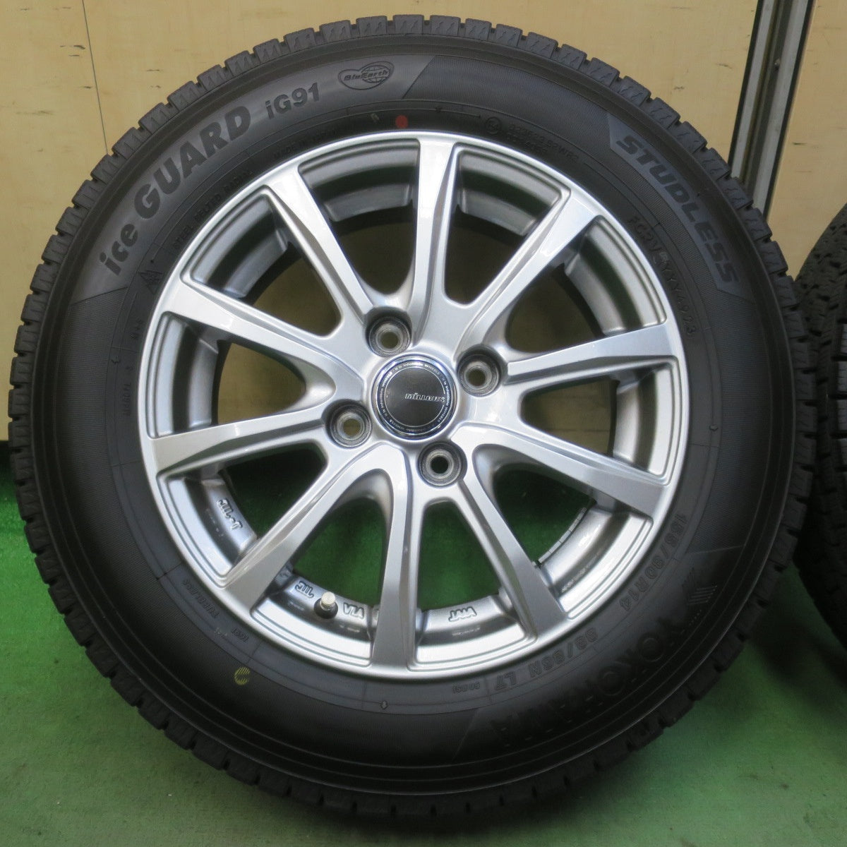 バリ溝！23年！9.5分◎スタッドレス 155/80R14 88/86N ヨコハマ アイスガード iG91 MILLOUS Ki ミルアス 14インチ PCD100/4H◎6080708イス