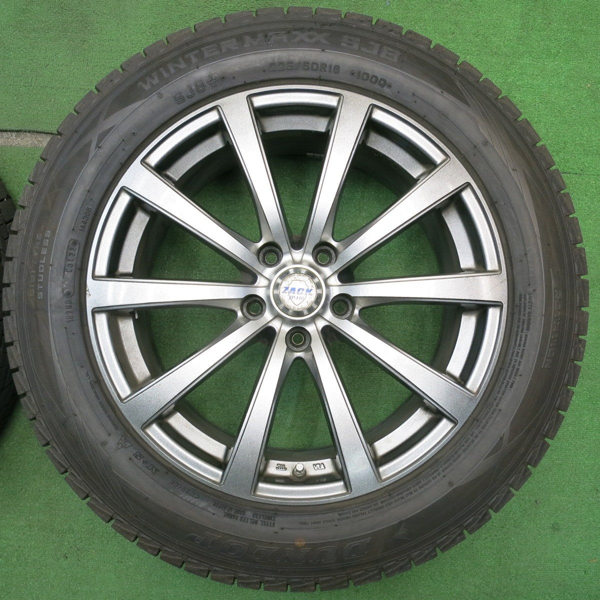 バリ溝！22年！9.5分以上★スタッドレス 225/60R18 ダンロップ ウインターマックス SJ8 SJ8+ ZACK JP-110 MONZA ザック 18インチ PCD114.3/5H★5050403NJス